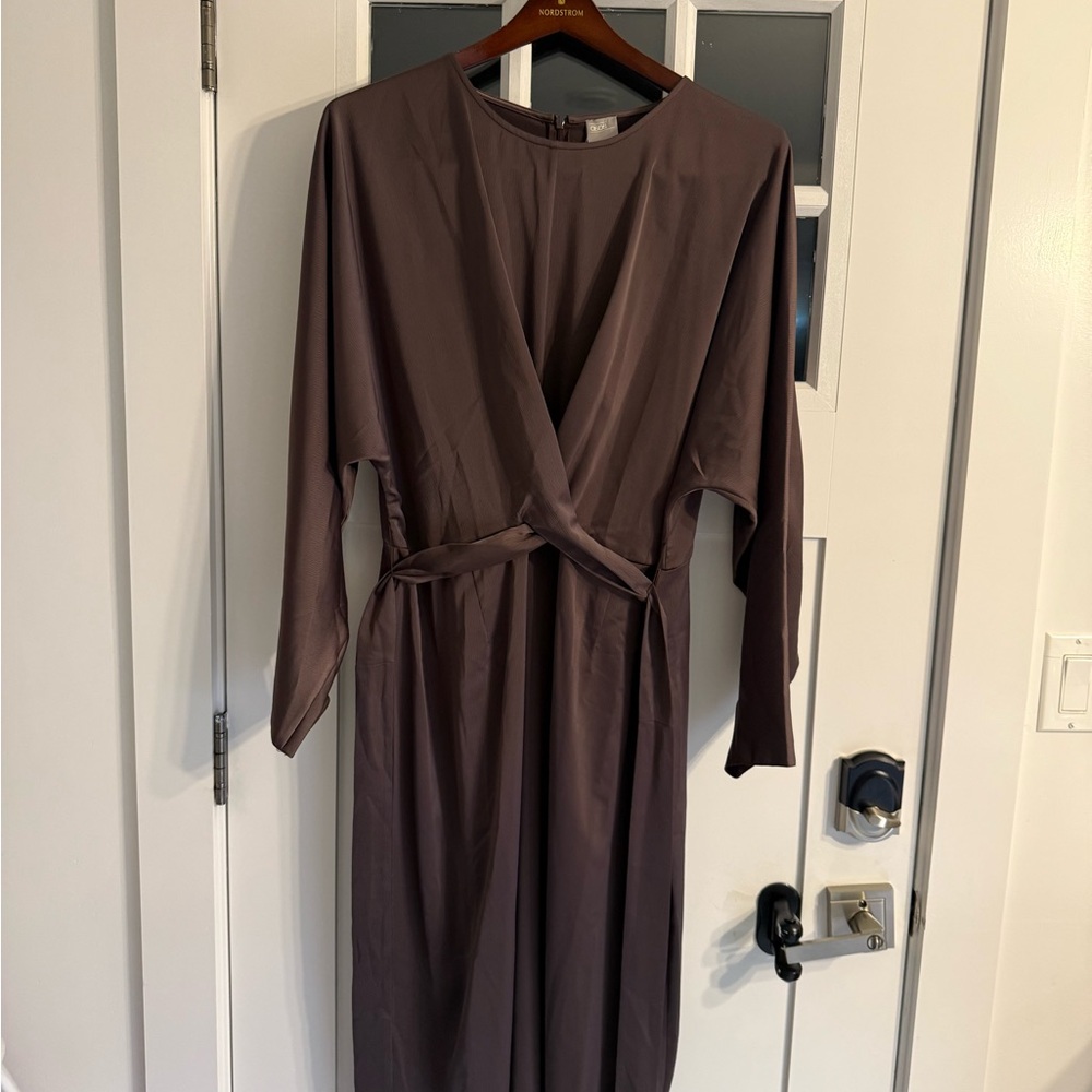 Elegant Brown Wrap Dress